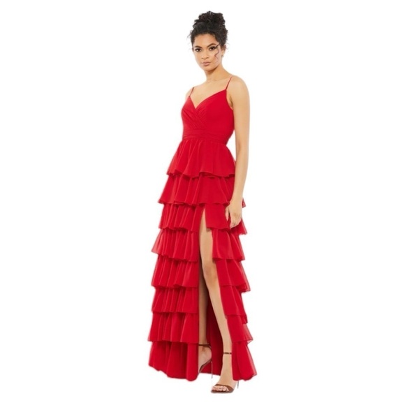 NWT MAC Duggal SLEEVELESS GOWN WITH RUFFLED SKIRT - Picture 1 of 9